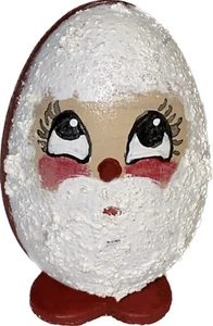 Wooden Adorable Kitschy Santa Egg Handcrafted & Painted Vintage Christmas - Picture 1 of 7