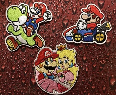 3 tolle Aufbügel Flicken Super Mario,Patch Aufbügler Aufnäher Bügelbild Neu  !!! - Bild 1 von 4