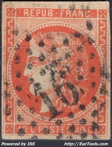 FRANCE BORDEAUX 40c ORANGE VIF N° 48a CACHET ETOILE DE PARIS 16 SIGNÉ CALVES - Picture 1 of 2