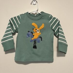 Polarn O. Pyret NWT Green Horse Dog Graphic GOTS Organic Baby Top Size 4-6M