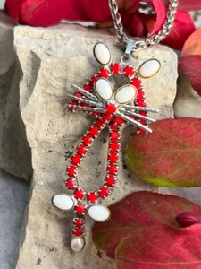 Vintage Celebrity NY Designer Signed Red Rhinestone Cat Figural Pendant Necklace - Picture 1 of 5