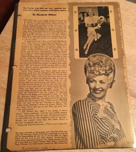 BETTY GRABLE - Página vintage de recortes originales - Página de 2 caras - Imagen 1 de 2