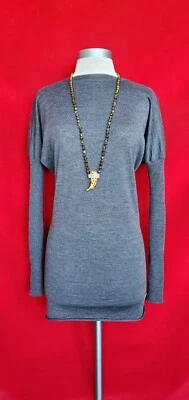 Vestido túnica suéter de lana gris oscuro Roberto Cavalli talla 40 venta al por menor $705 Foto 1 de 4