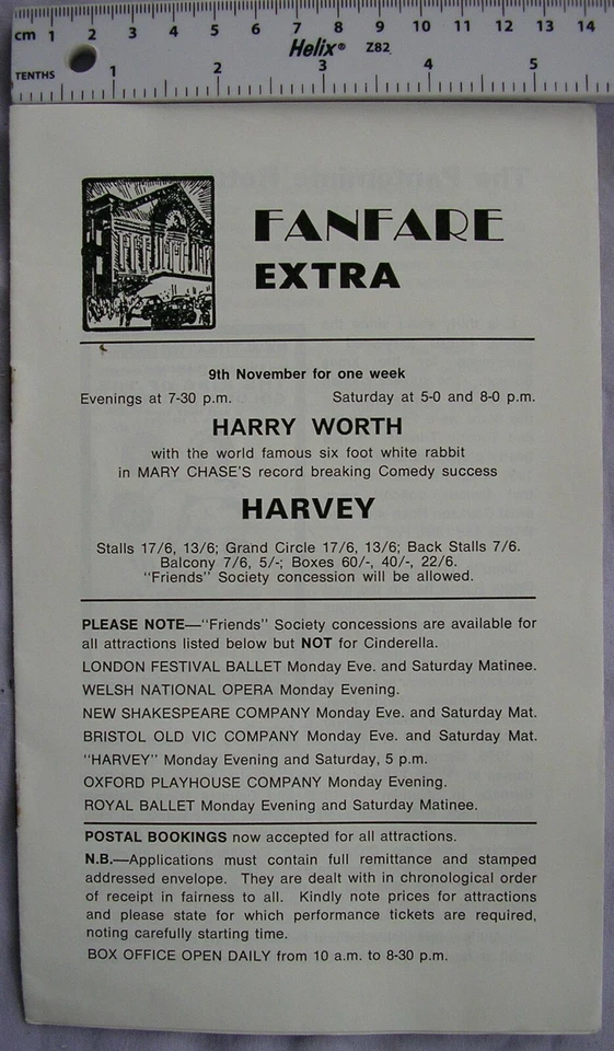 1970 Fanfare Extra, Manchester Opera House, Harry Worth in Harvey, ballet, opera - Image 1 of 1