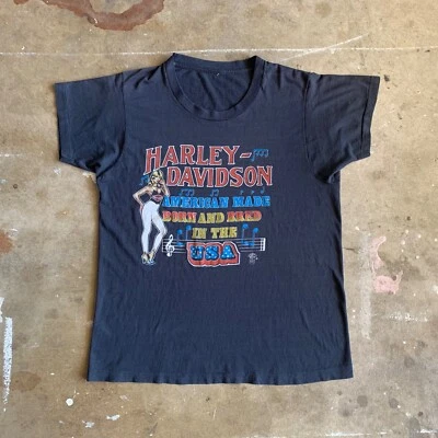 CAMISETA ULTRA RARA VINTAGE AÑOS 80 HARLEY DAVIDSON HOT BLONDE BIKER BABE TALLA M AÑOS 70 Foto 1 de 4