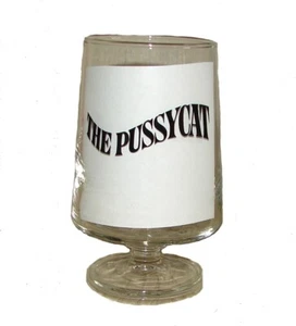 'The Pussycat' Footed Glass, 1970s Early Times Bourbon Barware Club Cocktail - Picture 1 of 5