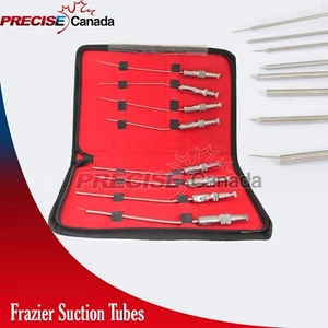 Frazier Suction Tube Set Of 8 Tubes 5 -12FR Dental ENT Diagnostic In Leather Kit - Picture 1 of 5