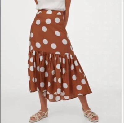 Maxi Falda H&M Premium Mostaza Lunares Volantes Talla 0 Cremallera Volantes Foto 1 de 4