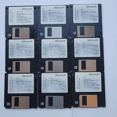 Vintage Microsoft Excel Version 5.0 For Windows PC on 3.5 HD Disks (9) - Image 1 of 4