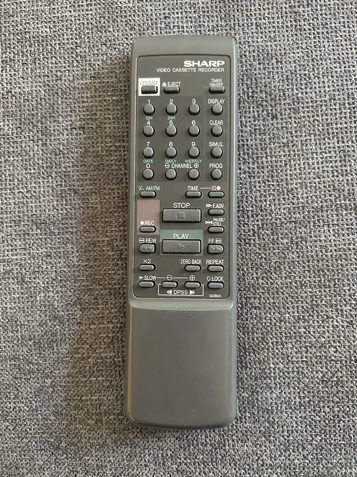 Sharp Remote Control G0893 VHS VCR Video VC A47, VC A303,VC A502,VC A503,VC A504 - Image 1 of 4