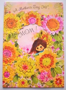 Mädchen in Blumen geprägt Vintage Muttertag Grußkarte *BB17 - Bild 1 von 3