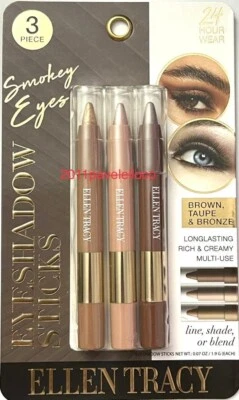 ELLEN TRACY Eyeshadow Sticks Trio ~ Brown / Taupe / Bronze ~ Last all day - Image 1 of 2