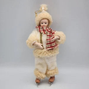 "Muñeca articulada bisque porcelana vintage Kurt Adler 7"" con patines de hielo" - Imagen 1 de 5