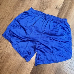 Vintage Cobblestones Shorts Nylon Running Gym Track Blue Shiny Glanz Mens Medium - Picture 1 of 7