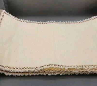 Vintage Farmhouse Decor Cream Eyelet Fabric Placemat Set of 4 Handmade Lace Trim - Image 1 of 4