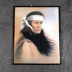 Vintage Native American Indian Portrait Carnival Glass Frame 20" x 16" VGC - Picture 1 of 4