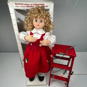 Telco Motionette Christmas Display Figure Porcelite Animated Girl 1989 VTG Works - Afbeelding 1 van 17
