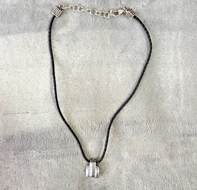 Collar Brighton Tono Plata Ofelia Corazón Colgante Negro Trenzado Cuero Foto 1 de 4