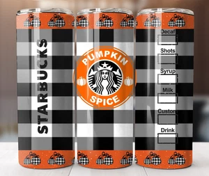 Pumpkin Spice Karo Herbst Kaffeebecher - 20 Unzen Edelstahl Reisebecher - Bild 1 von 8