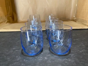 Set of 8 Vintage Libby Optic Swirl Highball Glasses Light Blue color. EUC - Picture 1 of 4