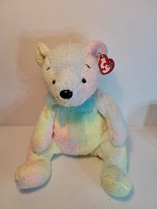  TY Beanie Buddies  MELLOW Pastel Colored Bear 2001 Ear Tag Plush Animal Lovey - Picture 1 of 7