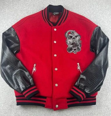 Guapi Jacket Mens Small Red Black Limited Edition Snake Skull Embroidered Bomber - Image 1 of 4