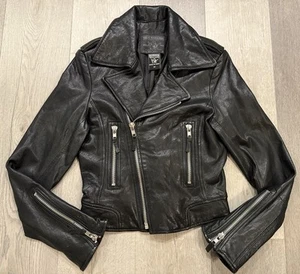 True Religion Women’s Black Leather Moto Jacket - XS - Picture 1 of 7