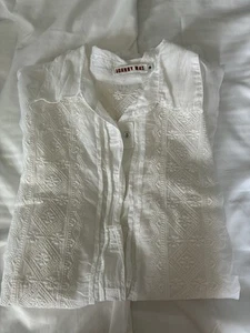 Camisa Johnny Was Floral Bordada Marfil Blanco Semi Transparente Abotonada Para Mujer Talla S - Imagen 1 de 5