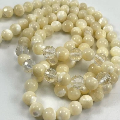 De colección Raro Madreperla Cuentas Redondas Collar Declaración Impresionantes Cuentas de Vidrio Foto 1 de 4