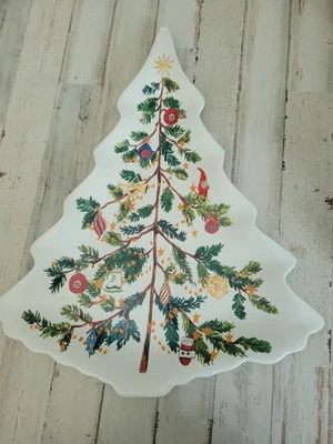 Pottery Barn Christmas In The Country Christmas Tree Shape Stoneware Platter  - Image 1 of 3