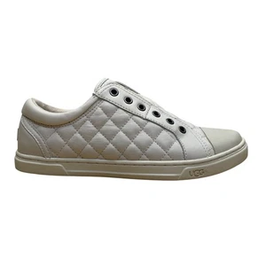 Ugg Women’s Ivory Quilted Leather Slip-On Jemma Sneakers Size 6 - Picture 1 of 10