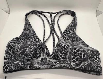 Lululemon Free To Be Wild Bra Size 4 Black White Floral Print Cross Back Strap - Image 1 of 4