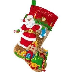Bucilla 18" Filz Weihnachten Strumpf Kit-Kamin Santa - Bild 1 von 1