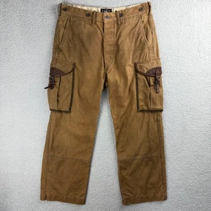 Pantalones RRL De Colección Hombres 30 Marrón Paracaidista Militar Carga Doble RL Ralph Lauren - Imagen 1 de 11