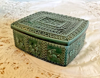 Caja baratija cerámica zodiaco vintage regalo astrología signos de estrellas decoración de mediados de siglo Foto 1 de 4