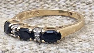ANILLO DE DIAMANTES DE ÓNIX DE ORO AMARILLO 14K DE COLECCIÓN TALLA 5.25 APILABLE - Imagen 1 de 4