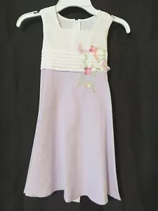 Bonnie Jean Dress Sq Neckline Sleeveless Floral Embellished Wht Purp 5 #12655 - Picture 1 of 6