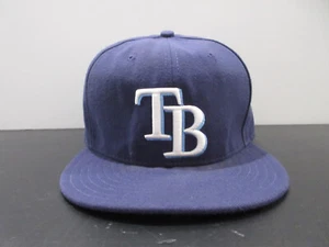 Tampa Bay Rays Hat Cap Fitted Mens 7 3/8 Blue White MLB Baseball New Era - Picture 1 of 9