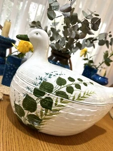 Vintage Bitossi Basketweave White Large Botanical Lidded Duck Tureen - Italy - Picture 1 of 24