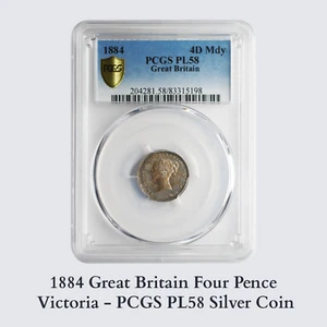 1884 Victoria England Great Britain Silver Coin 4Pence 4D PCGS PL58#66 - Picture 1 of 4