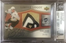 2005-06 THE CUP SIDNEY CROSBY LIMITED LOGOS RPA PATCH AUTO #/50 THE SKATE BGS 8
