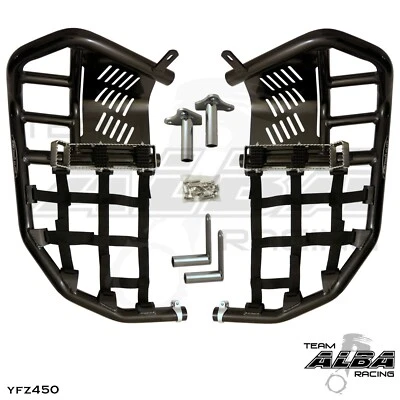 Yamaha YFZ 450 Nerf Bars  Pro Peg Heel Guard  Alba Racing  Black Black 199 T7 BB - Image 1 of 4