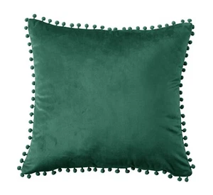 Weicher französischer Samt Feel Bommel Kissenbezug Smaragdgrün 45 cm x 45 cm (18") - Bild 1 von 2