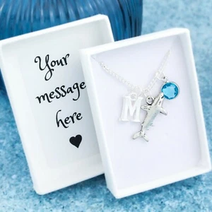 Shark Necklace, Personalised Jewellery, Great White Charm, Ocean Pendant, Diver - Picture 1 of 5