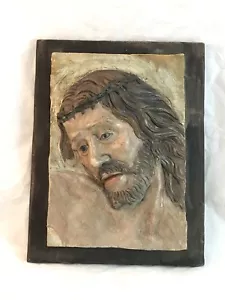 Bassorilievo Cristo Gesù Ihs Passione Capo letto Scultura 32 x 25 cm - Foto 1 di 11