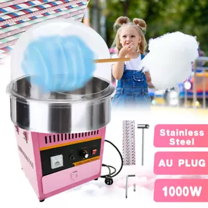 Commercial Cotton Candy Machine Sugar Floss Maker 1000W Pink WITH/ Cover - Picture 1 of 21