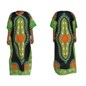 Afrikanisches Dashiki Damen Kleid Kaftan Gewand Schwarz XL/2XL Sommer Frühling 