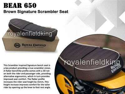 Marrón Signature Scrambler Asiento Para Royal Enfield Oso 650 - Imagen 1 de 4