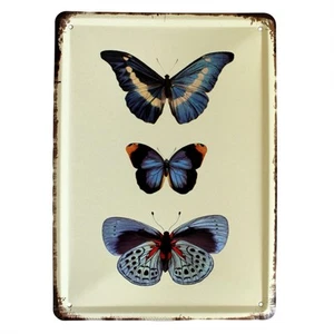 Mariposas azules - Letrero de hojalata retro estilo vintage - Imagen 1 de 1