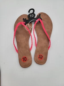 Charlotte Russe RN101331 Capri Braid  Pink Strappy Sandals Sz 10 New -open box  - Picture 1 of 3